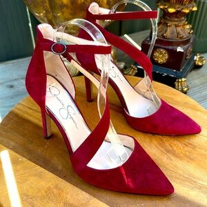 Jessica Simpson Maroon Burgundy Suede CASTANA Stiletto Heels size 8